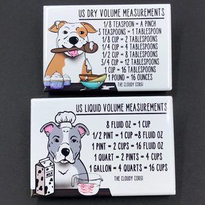 Pit Bull Terrier Dog Measuring Chart Magnet Set Kitchen Cooking Baking Guide